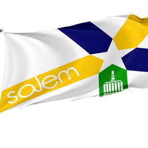 Salem, Oregon 1972-2022 Flag, Unique Design Print, Double Seams, Bright Colours, Reinforced Fabric, Size 3x5Ft / 90x150cm, Garden flags