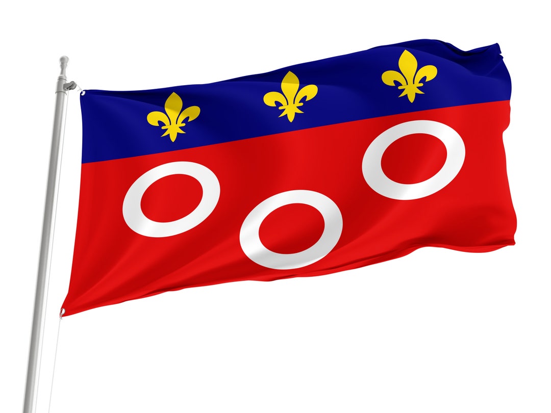 Flag Naval Jack of Free France With Brass Grommets, Unique Design Print,  Double Sided Large Flag, Size 3x5ft / 90x150cm, Made in EU 