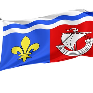 Flag FR Département Hauts-de-Seine with Brass Grommets, Unique Design Print, Double Sided Large Flag, Size - 3x5Ft / 90x150cm, Made in EU