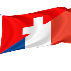 Flag of Switzerland and France with Brass Grommets, Unique Design Print, Friendship Flag, Double Sided Large Flag, Size 3x5Ft / 90x150cm