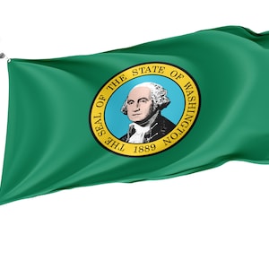 Washington State Flag, Patriotic Flags, Unique Design Print, USA States Flag, Double Stitched Flag, Size - 3x5 Ft / 90x150 cm, Made in EU