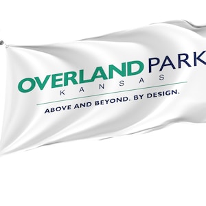 Overland Park, Bandera de Kansas, Impresión de diseño único, Costuras dobles, Colores brillantes, Tela reforzada, Tamaño 3x5Ft/90x150cm, Banderas de jardín