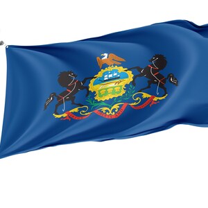 Pennsylvania State Flag, Patriotic Flags, Unique Design Print, USA States Flag, Double Stitched Flag, Size - 3x5 Ft / 90x150 cm, Made in EU