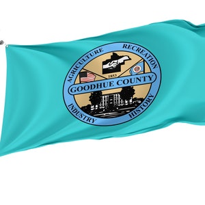 Goodhue County, Minnesota Flag, Unique Design Print, Double Seams, Bright Colours, Reinforced Fabric, Size 3x5Ft / 90x150cm
