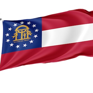 Bandera del Estado de Georgia, Banderas patrióticas, Impresión de diseño único, Bandera de los Estados Unidos, Bandera de doble costura, Tamaño - 3x5 pies / 90x150 cm, Hecho en la UE