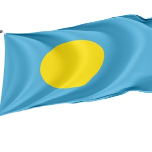 Flag of Palau, Patriotic Flags, Unique Design Print, Flags for Indoor & Outdoor Use, Size - 3x5 Ft / 90x150 cm, Made in EU
