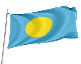 Flag of Palau, Patriotic Flags, Unique Design Print, Flags for Indoor & Outdoor Use, Size - 3x5 Ft / 90x150 cm, Made in EU