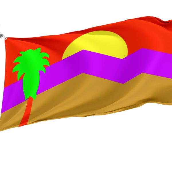 Palm Springs, California Flag, Unique Design Print, Double Seams, Bright Colours, Reinforced Fabric, Size 3x5Ft / 90x150cm, Garden flags