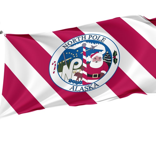 North Pole Alaska Flag, Unique Design Print, Double Seams, Bright Colours, Reinforced Fabric, Size 3x5Ft / 90x150cm, Garden flags