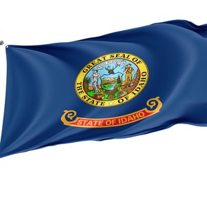 Bandera del Estado de Idaho, Banderas Patrióticas, Impresión De Diseño Único, Bandera de los Estados Unidos, Bandera De Doble Coser, Tamaño - 3x5 Ft / 90x150 cm, Made in EU