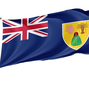 Bandiera delle Isole Turks e Caicos, stampa di design unica, bandiere per uso interno ed esterno, contea britannica, dimensioni - 3x5Ft / 90x150cm, Made in EU