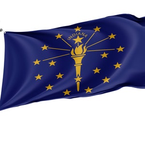 Indiana State Flag, Patriotic Flags, Unique Design Print, USA States Flag, Double Stitched Flag, Size - 3x5 Ft / 90x150 cm, Made in EU