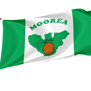 Flag Moorea-Maiao, Windward Islands, French Polynesia, Unique Design Print, Double Sided Large Flag, Size 3x5Ft / 90x150cm, Made in EU