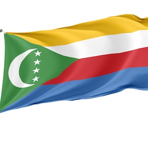Flagge der Komoren, Patriotische Flaggen, Einzigartiges Design Druck, Flaggen für Drinnen und Draußen, Größe - 3x5 Ft / 90x150 cm, Made in EU