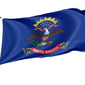 North Dakota State Flag, Patriotic Flags, Unique Design Print, USA States Flag, Double Stitched Flag, Size - 3x5 Ft / 90x150 cm, Made in EU