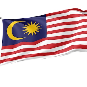 Flag of Malaysia, Patriotic Flags, Unique Design Print, Flags for Indoor & Outdoor Use, Size - 3x5 Ft / 90x150 cm, Made in EU