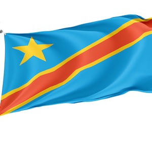 Flag of Congo, Patriotic Flags, Unique Design Print, Flags for Indoor & Outdoor Use, Size - 3x5 Ft / 90x150 cm, Made in EU