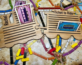 Personalized Ticket to Ride Card Holder: Engraved Train Car Organizer