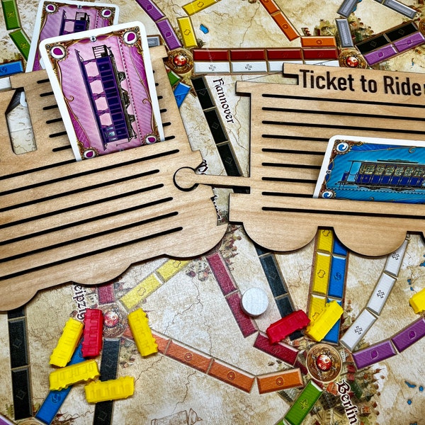 Ticket to Ride Custom Card Holder - Support de carte à jouer personnalisé - Support de voiture de train - Cadeau pour les amateurs de jeux de société - Accessoire de jeu de société -