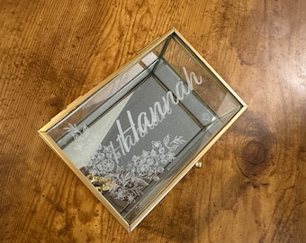 Personalized jewelry box - Custom glass etched box