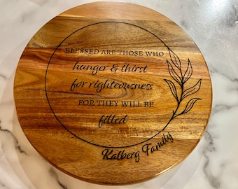 Personalized Acacia Wood Lazy Susan – Christian Scripture Gift