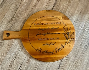 Seligpreisungs-Holzbrett - Personalisiertes Schrift-Serviertablett - Hunger und Durst-Platte