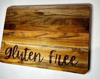 Laser Engraved Gluten Free Cutting Board: Celiac Kitchen Decor