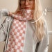 SHILO Checkered Crochet Hat In Pink & White