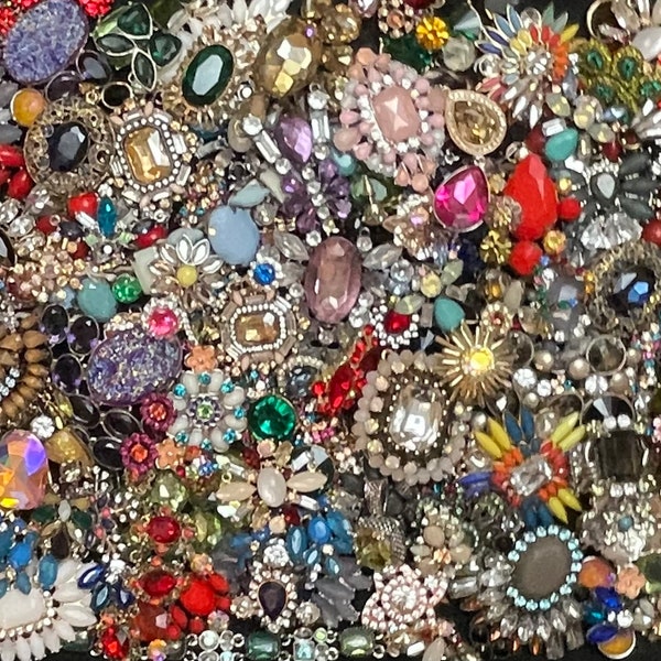ALL RHINESTONES vintage to modern costume jewelry grab bag for craft repair upcycle