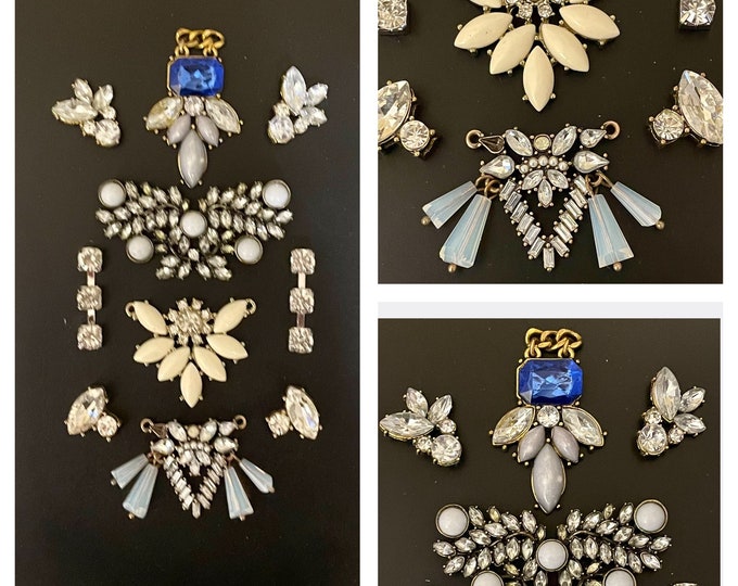 Vintage Rhinestone Costume Jewelry Rhinestone Brooches Earrings Broken