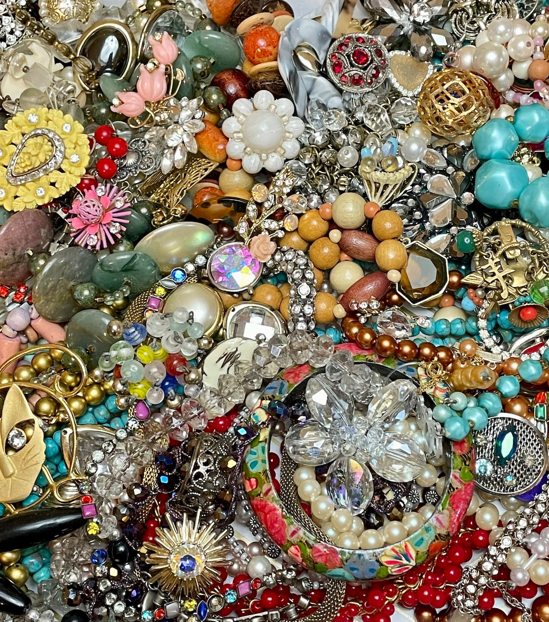 Vintage to Modern Costume Jewelry for Repair or Upcycle Broken Jewelry  Making Craft Supplies Beads Bulk Mystery Boxes 10 Pounds Lbs