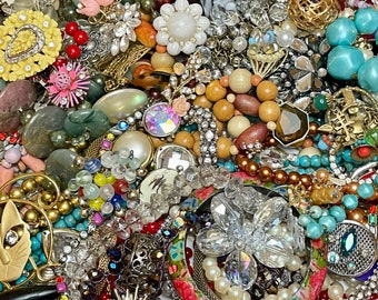 Vintage to modern costume jewelry for repair or upcycle broken jewelry  making craft supplies beads bulk mystery boxes 10 pounds lbs