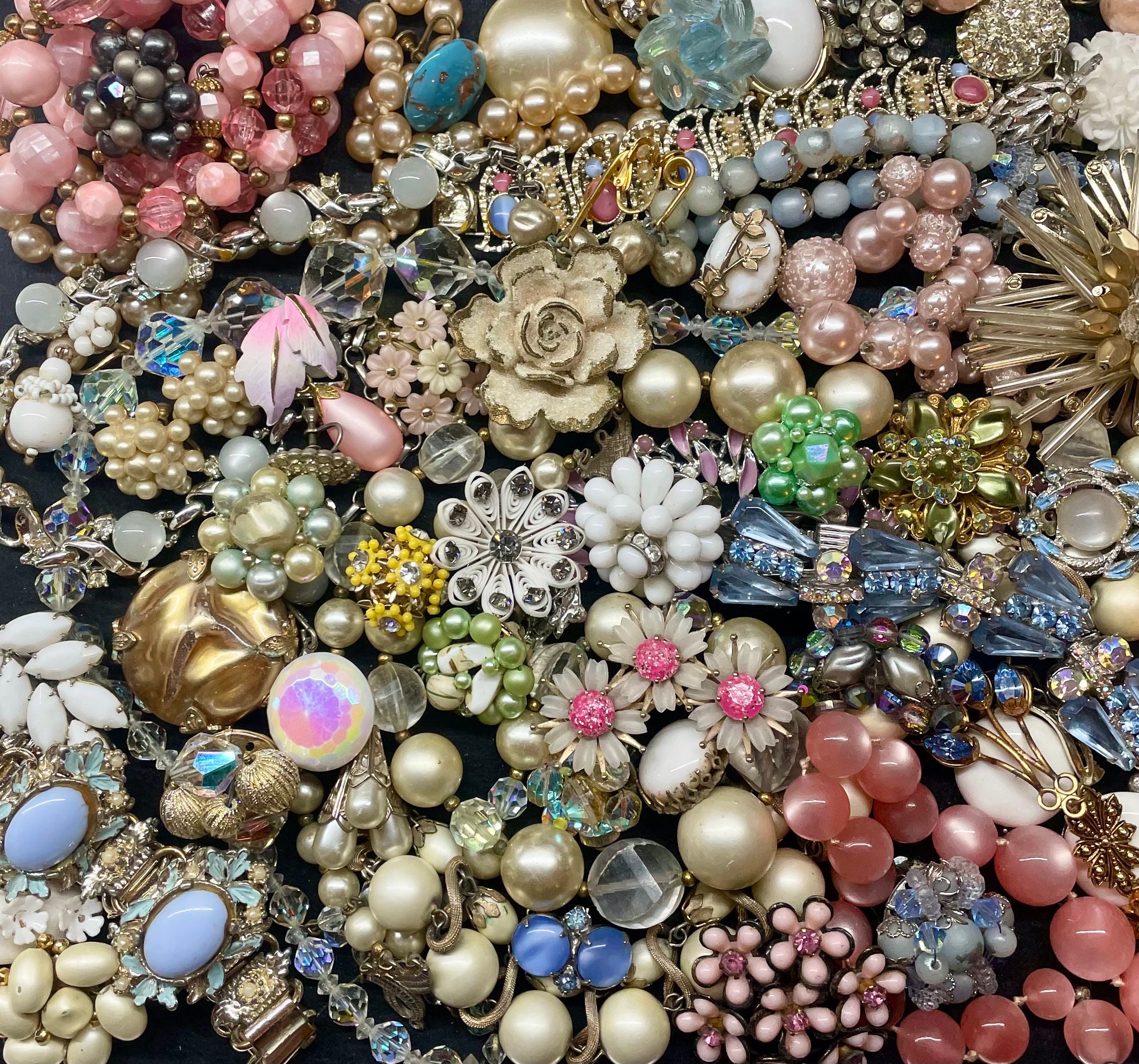 ALL VINTAGE Costume Jewelry for Crafting Celluloid Pearls Glass