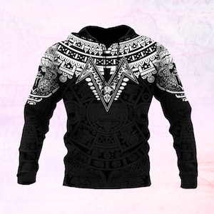 Aztec Tribal Hoodie Aztec Calendar Casual Long Sleeve Hoodie - Aztec Gifts, Aztec Ethnic Gifts