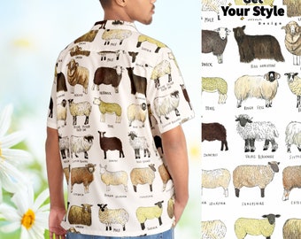 Breeds of Sheep Hawaiian Shirt, Sheep Lover Shirt, Breeds of Pig Summer Casual Short Sleeve Shirt, Beach Shirt Gifts, Fammer Hawaiian Shirt