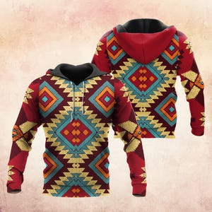 Tribal Folk Hoodie, Boho Hoodie - Native Clothing, Ethnic Hoodie