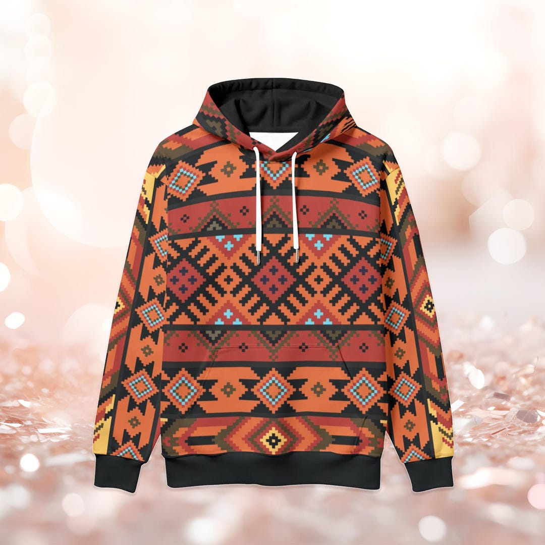 Native Heritage Hoodie – Navajo Inspired Ethnic Pattern Tribal