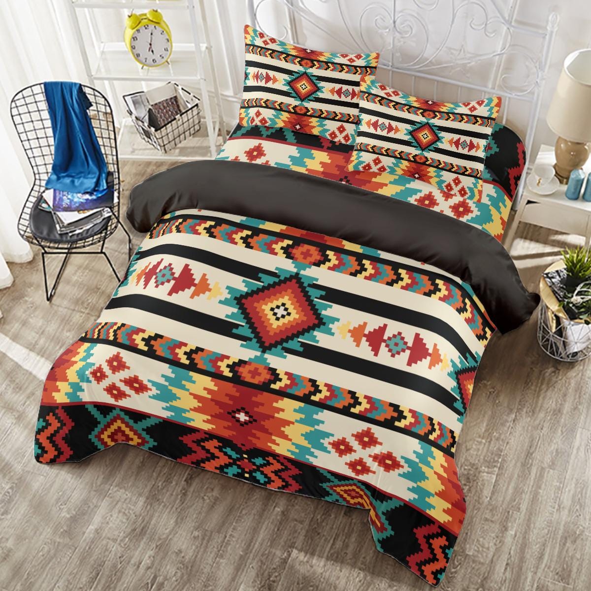 Aztec-Themed Bedding Set, Geometric Indigenous Design, Aztec Home Decor & Gifts, Stylish Aztec Decoration