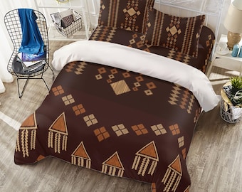 Ethnic Abstract Ikat Pattern Bedding Set, Aztec Geometric Duvet Cover - Aztec Geometric Bed Room Decoration - Aztec Gifts