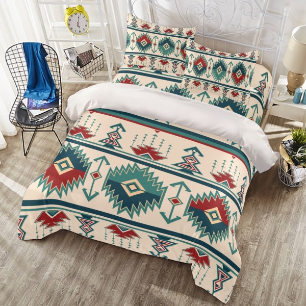 Native American Bedding Set Native African Duvet Cover - Navajo Mexican Bedding Set - Native Gifts