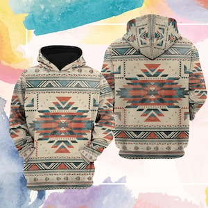 Native American-Inspired Hoodie – Aztec Navajo Geometric Design, Boho Style Ethnic Clothing