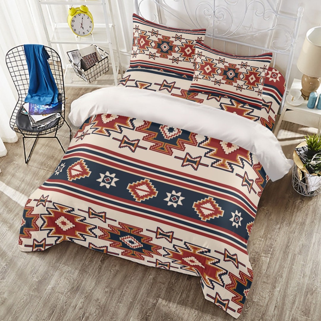 Ethnic Aztec Bedding Set, Navajo Folk Duvet Cover Aztec Geometric Bed Room Decoration Aztec