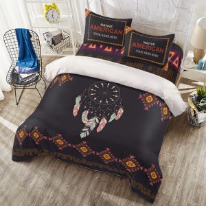 Dekbedovertrek Indiaans – Tribal Southwest boho-beddengoed, etnische slaapkamerdecoratie