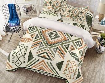 Tribal Geometric Ikat Bedding Set: Southwestern Boho Decor