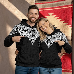 Aztec Warrior Fleece Hoodie: Mexico Sun Calendar 3D Print