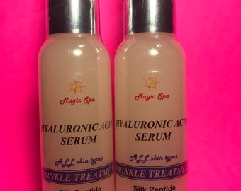 2 x 2oz 100% Pure Hyaluronic Acid Silk Peptide Matrixyl 3000, Wrinkle Filler Peptides Anti-Aging Wrinkles Fine Lines Moisturizer Serum Cream