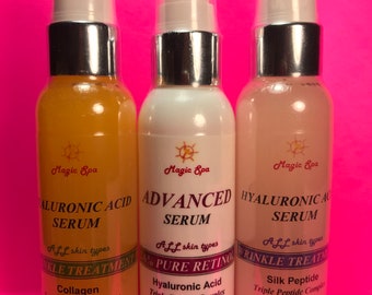 3 x 2 oz Ácido hialurónico Colágeno Retinol 2.6% Vitamina A, Péptido de seda Matrixyl 3000, Crema hidratante antiarrugas y antienvejecimiento para líneas de expresión