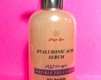 6oz 100% Pure Hyaluronic Acid Silk Peptides, Matrixyl 3000, Wrinkle Filler Peptides, Anti-Aging Wrinkles Fine Lines Moisturizer Serum Cream