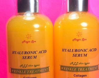 2 x 6oz 100% Pure Hyaluronic Acid Collagen Matrixyl 3000, Wrinkle Filler Peptides, Anti-Aging Wrinkles Fine Lines Moisturizer Serum Cream