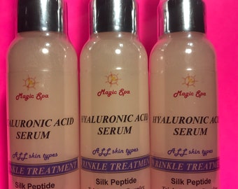 3 x 2oz 100% Pure Hyaluronic Acid Silk Peptide Matrixyl 3000, Wrinkle Filler Peptides Anti-Aging Wrinkles Fine Lines Moisturizer Serum Cream